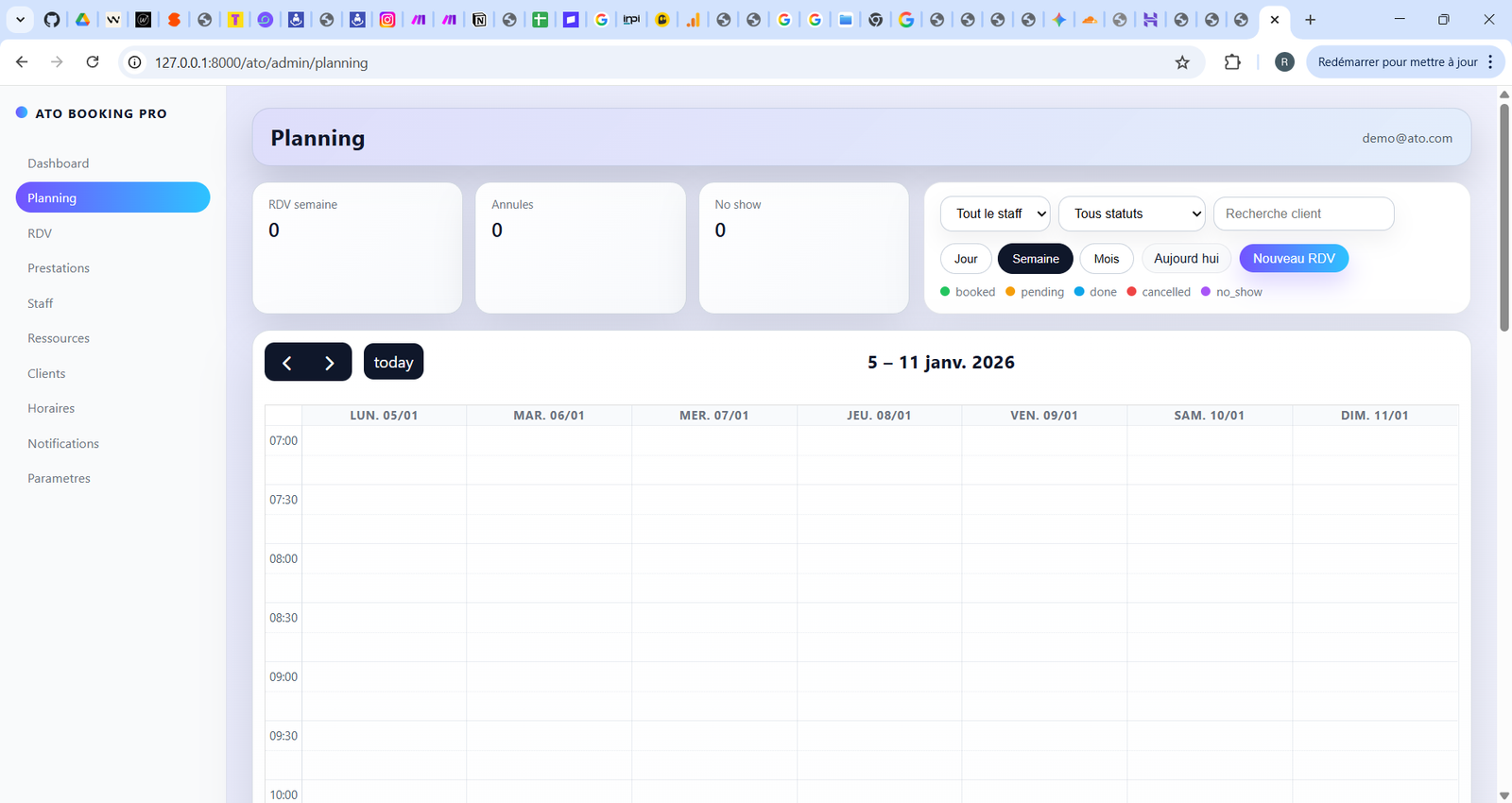 Aperçu logiciel en ligne Planning